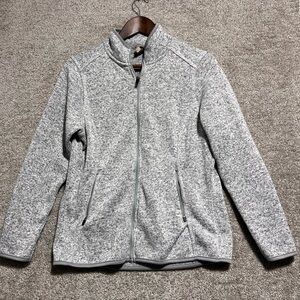 Como Vintage Woman’s Zip Front Fleece Knit Jacket Grey Size Small